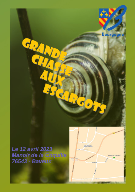 Une affiche annonçant une chasse aux escargots